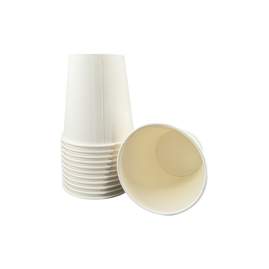 Copos de papel descartáveis ​​brancos para bebidas 10oz com bordas roladas