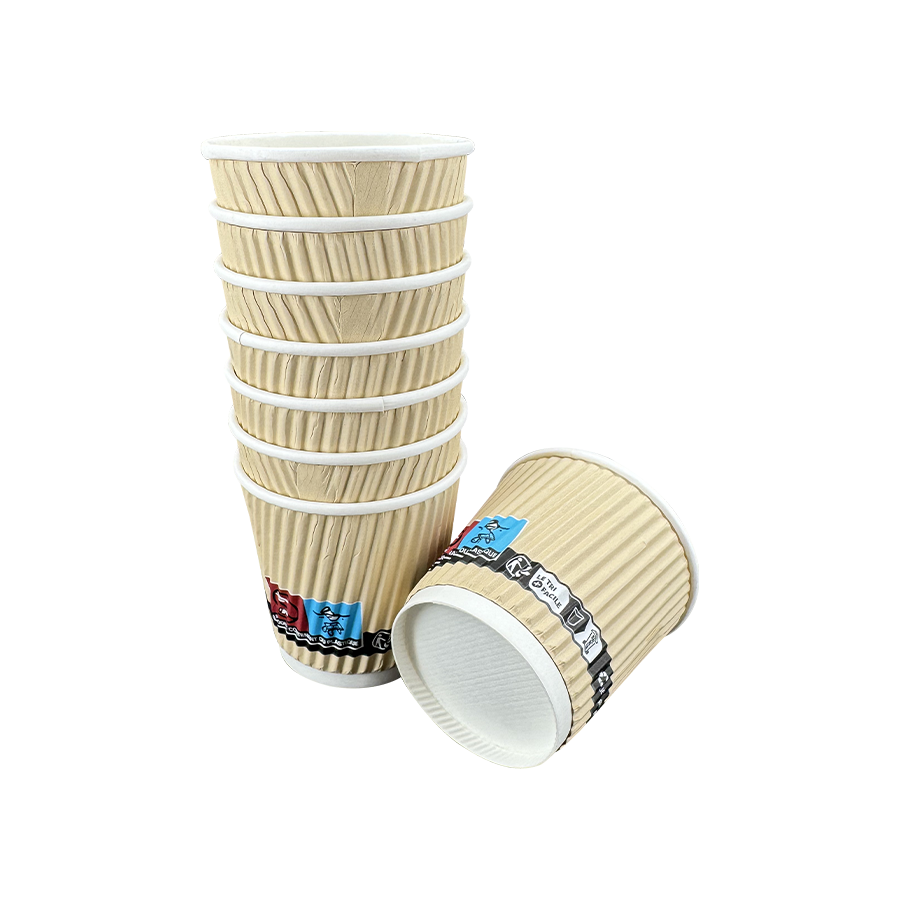 Copos de papel isolados descartáveis ​​para café com parede ondulada de 4 onças